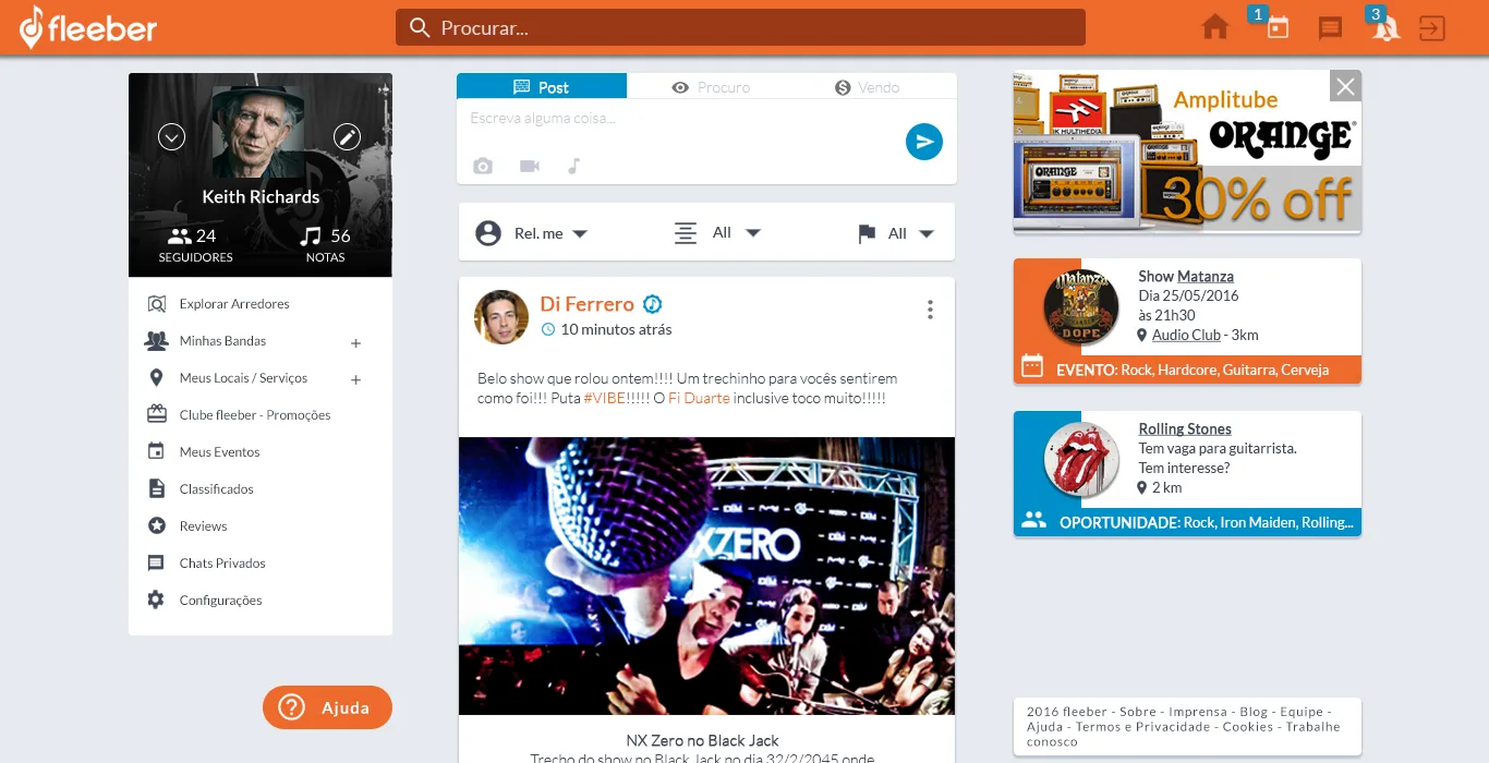 The social timeline — posts, events, classifieds and nearby opportunities.